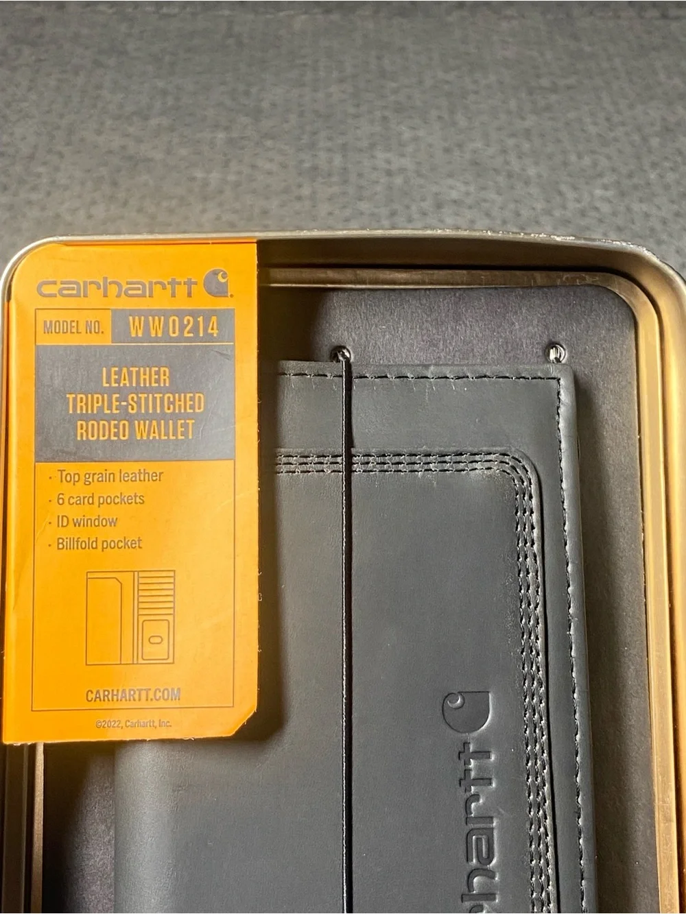 Carhartt Leather Triple-Stitched Rodeo Wallet Black WW0214 6 Card Pocket NWT